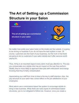 The Art of Setting up a Commission Structure in your Salon