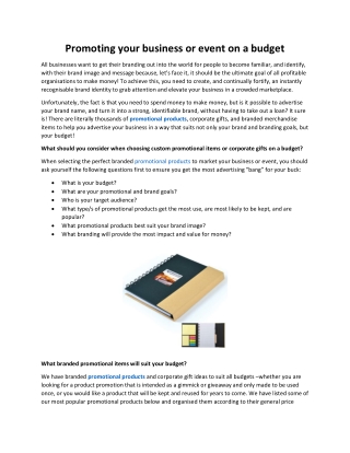 Promoting your business or event on a budget