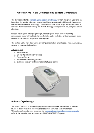 America Cryo - Cold Compression _ Subzero Cryotherapy