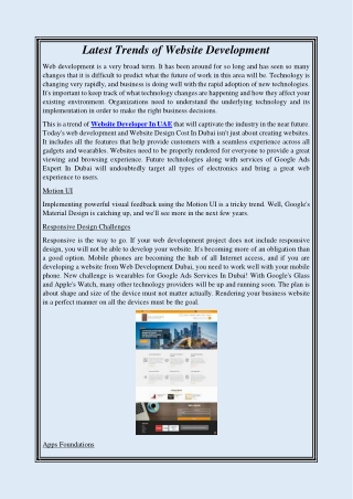 Latest Trends of Website Development