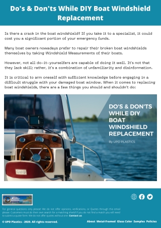 Do's & Don'ts While DIY Boat Windshield Replacement