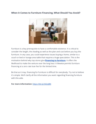 When it Comes to Furniture Financing, What Should You Avoid?