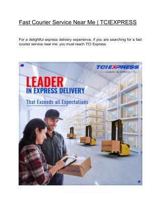 Fast Courier Service Near Me | TCIEXPRESS