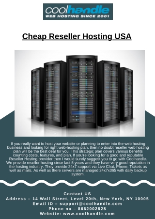 Cheap Reseller Hosting USA