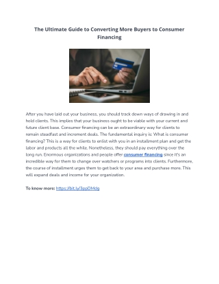 The Ultimate Guide to Converting More Buyers to Consumer Financing
