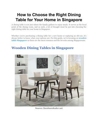 How to Choose the Right Dining Table for Your Home in Singapore