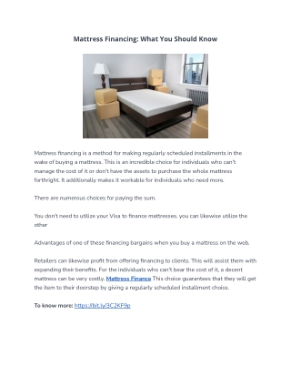 Mattress Financing: What You Should Know
