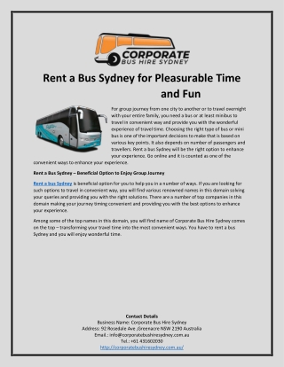 Rent a Bus Sydney for Pleasurable Time and Fun