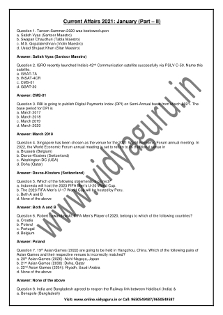 Current-GK-January-2021-Quiz-II