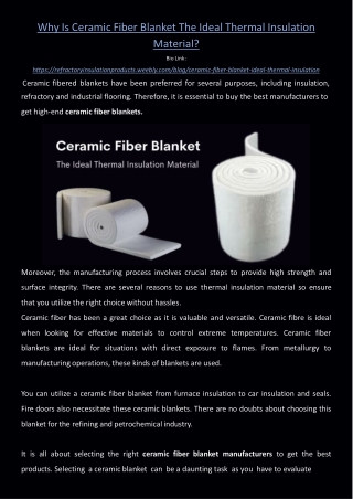 Ceramic Fiber Blanket The Ideal Thermal Insulation