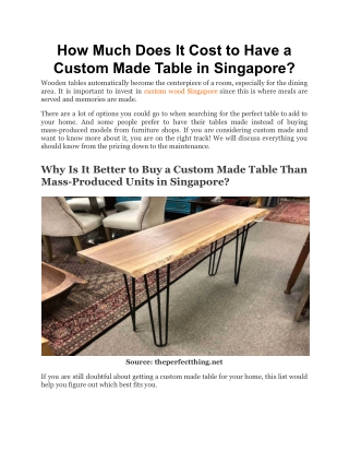 How Much Does It Cost to Have a Custom Made Table in Singapore_
