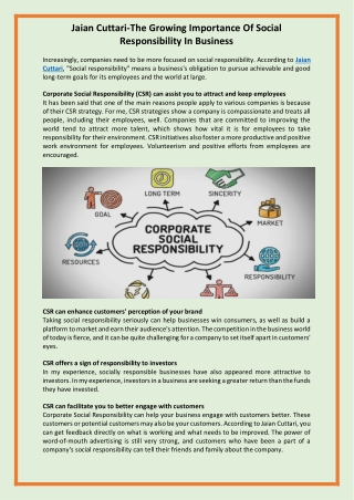 Jaian Cuttari-The Growing Importance Of Social Responsibility In Business