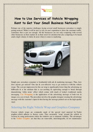 How to Use Services of Vehicle Wrapping Kent to Get Your Small Business Noticed