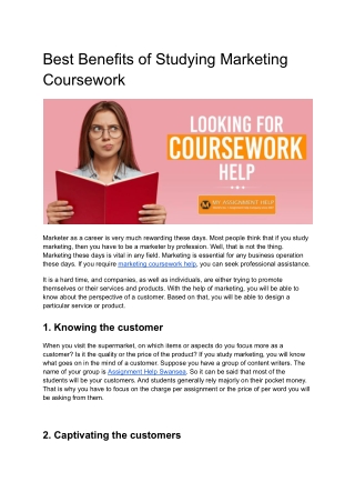 Best Benefits of Studying Marketing Coursework