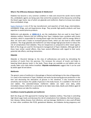 What Is The Difference Between Glipizide Or Metformin