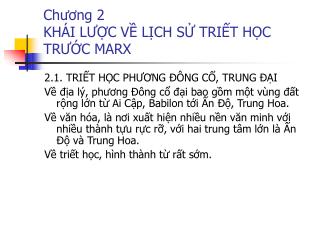 Chương 2 KHÁI LƯỢC VỀ LỊCH SỬ TRIẾT HỌC TRƯỚC MARX