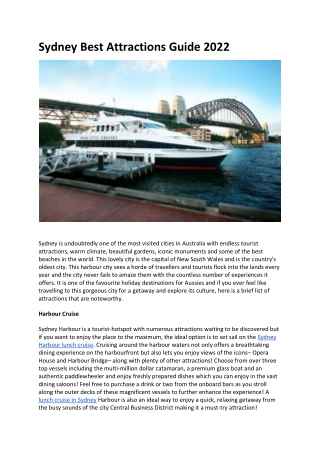 Sydney Best Attractions Guide 2022