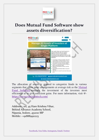 Does Mutual Fund Software show assets diversification