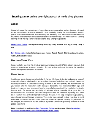 Snorting xanax online overnight paypal at meds shop pharma