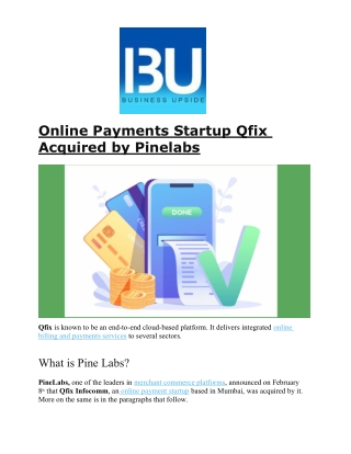 Online Payments Startup Qfix Acquired by Pinelabs