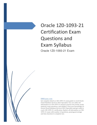 Oracle 1Z0-1093-21 Certification Exam Questions and Exam Syllabus