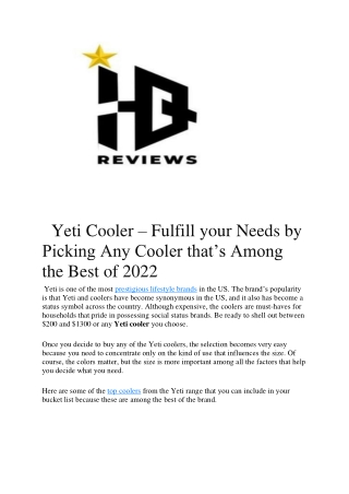 Yeti Cooler – Fulfill your Needs by Picking Any Cooler that’s Among the Best of 2022-converted
