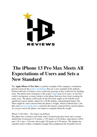 The iPhone 13 Pro Max Meets All Expectations of Users and Sets a New Standard-converted