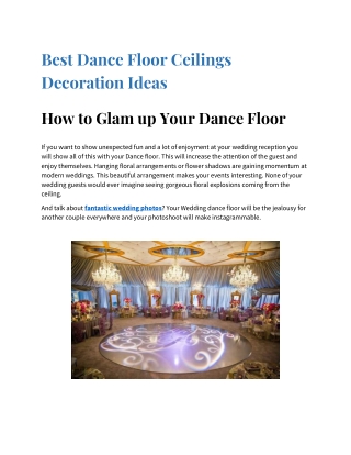 Best Dance Floor Ceilings Decoration Ideas