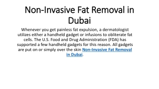Non-Invasive Fat Removal in Dubai