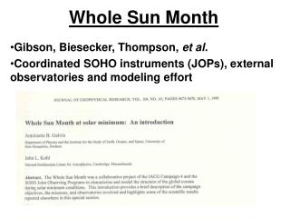Whole Sun Month