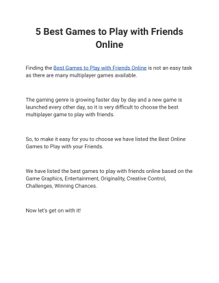 5 Best Games to Play with Friends Online