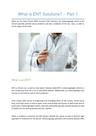 What is ENT Solutions – Part 1