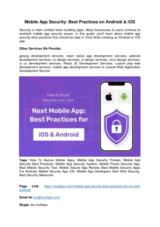 9 Mobile App Security Best Practices for Android & iOS Developers