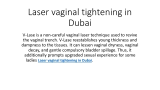 Laser vaginal tightening in Dubai