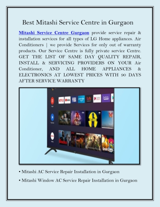 Best Mitashi Service Centre in Gurgaon