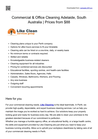 Commercial & Office Cleaning Adelaide, South Australia | Prices from $88