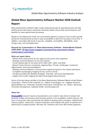 Mass Spectrometry Software Market - Global Outlook and Forecast 2020-2028
