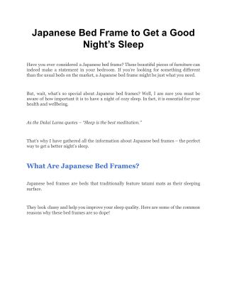 Japanese Bed Frame to Get a Good Night’s Sleep