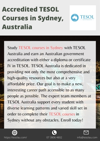 Accredited TESOL Courses in Sydney, Australia