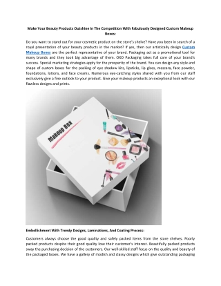 Make Your Beauty Products Outshine In The Competition With Fabulously Designed Custom Makeup Boxes