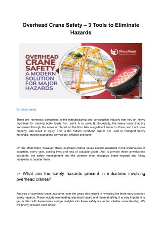 Overhead Crane Safety – 3 Tools to Eliminate Hazards