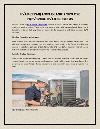 HVAC Repair Long Island 7 Tips for Preventing HVAC Problems-converted