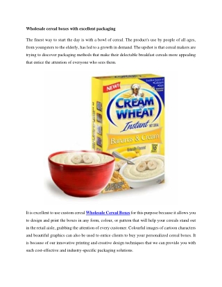Wholesale cereal boxes with excellent packaging
