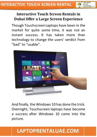 Interactive Touch Screen Rentals in Dubai Offer a Large Screen Experience