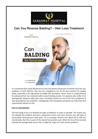 Can You Reverse Balding? – Hair Loss Treatment