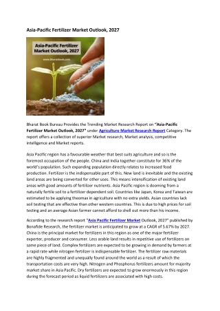 Asia-Pacific Fertilizer Market Outlook, 2027