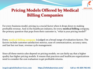Pricing Models Offered by Medical Billing Companies