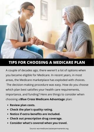 TIPS FOR CHOOSING A MEDICARE PLAN