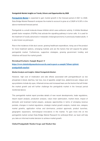 Pemigatinib Market Insights on Trends, Drivers and Opportunities by 2028