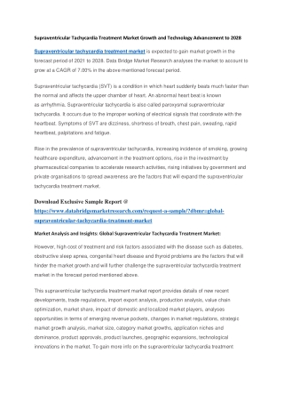 Supraventricular Tachycardia Treatment Market Growth and Technology Advancement to 2028